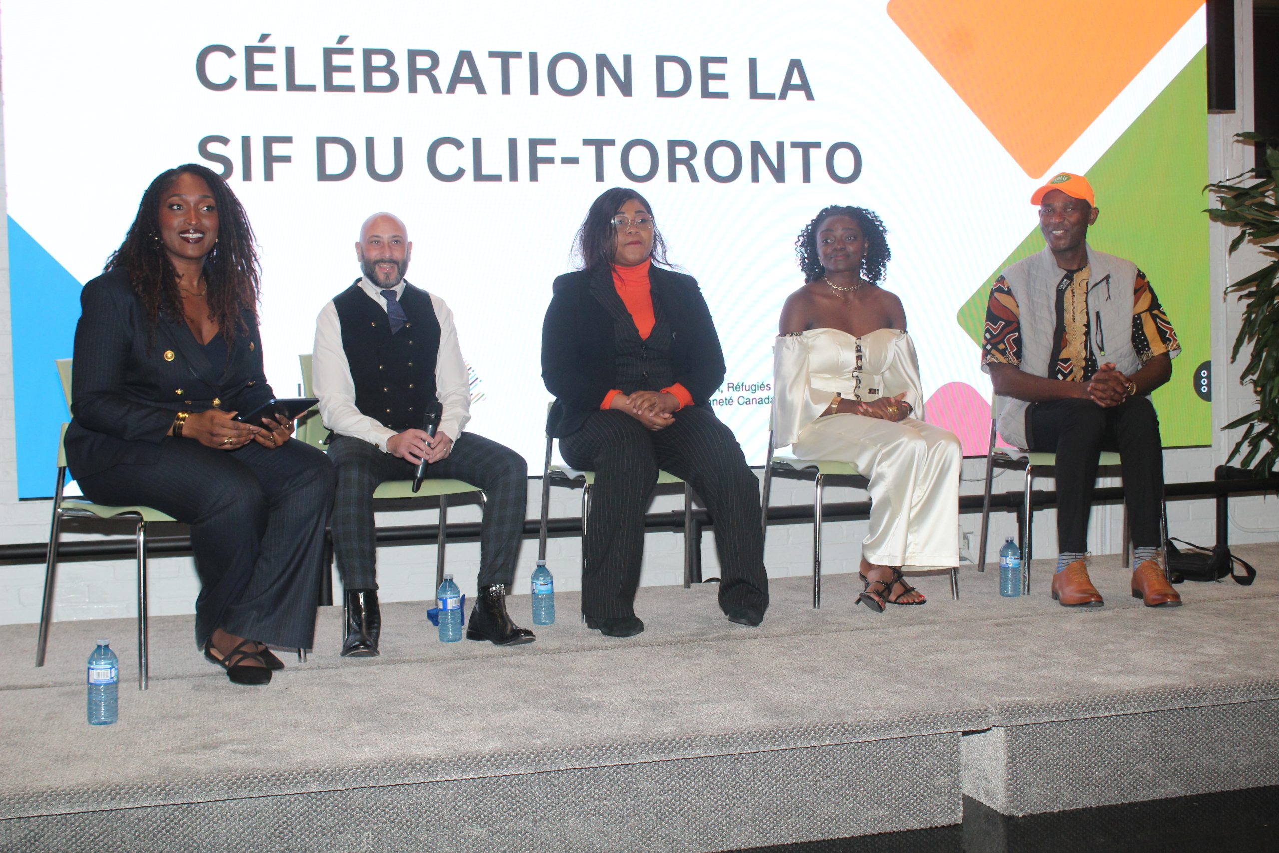 Les panélistes. De gauche à droite : Loanna Thomaseau (modératrice), Mikael Taieb, Irène Niangoran, Oriane Diebou et Gilles Tchianga
