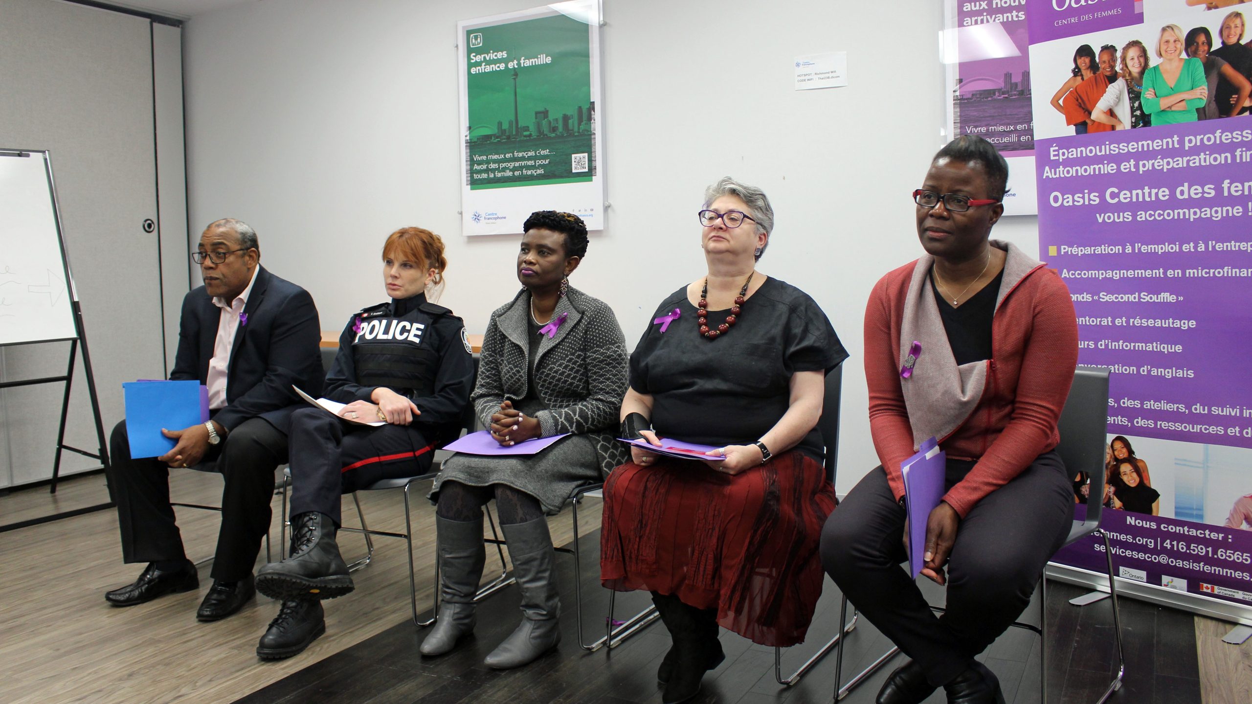 La campagne est menée en collaboration avec Oasis Centre des femmes, la Police de Toronto, le Centre francophone, la Maison d’hébergement et CAMH