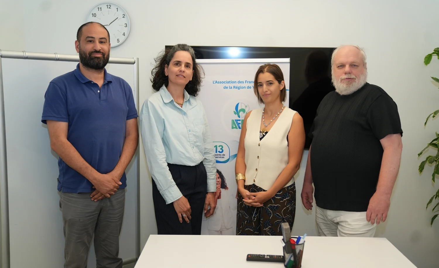 De gauche à droite : Rafik Redjouani (conseiller en emploi), Narjis Lazrak (présidente), Yasmine Malek Menasria (directrice générale) et Benoît Fortin (vice-président) (Crédit : AFRY)
